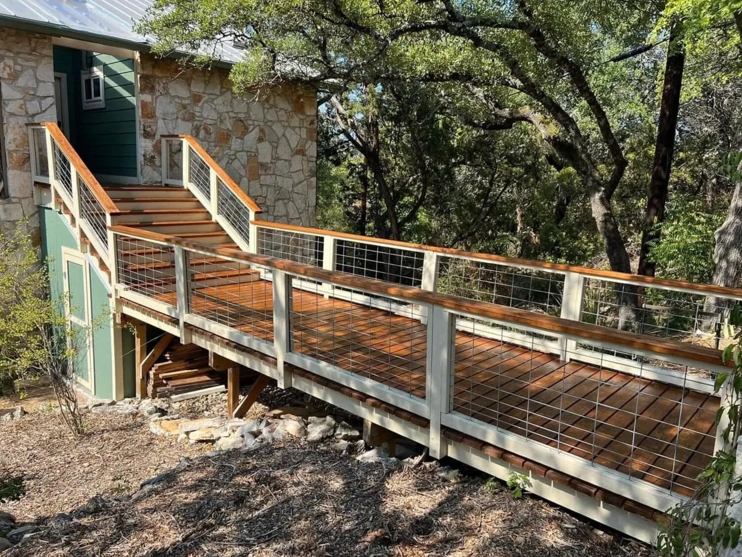 Deck stairs and railings after rebuild