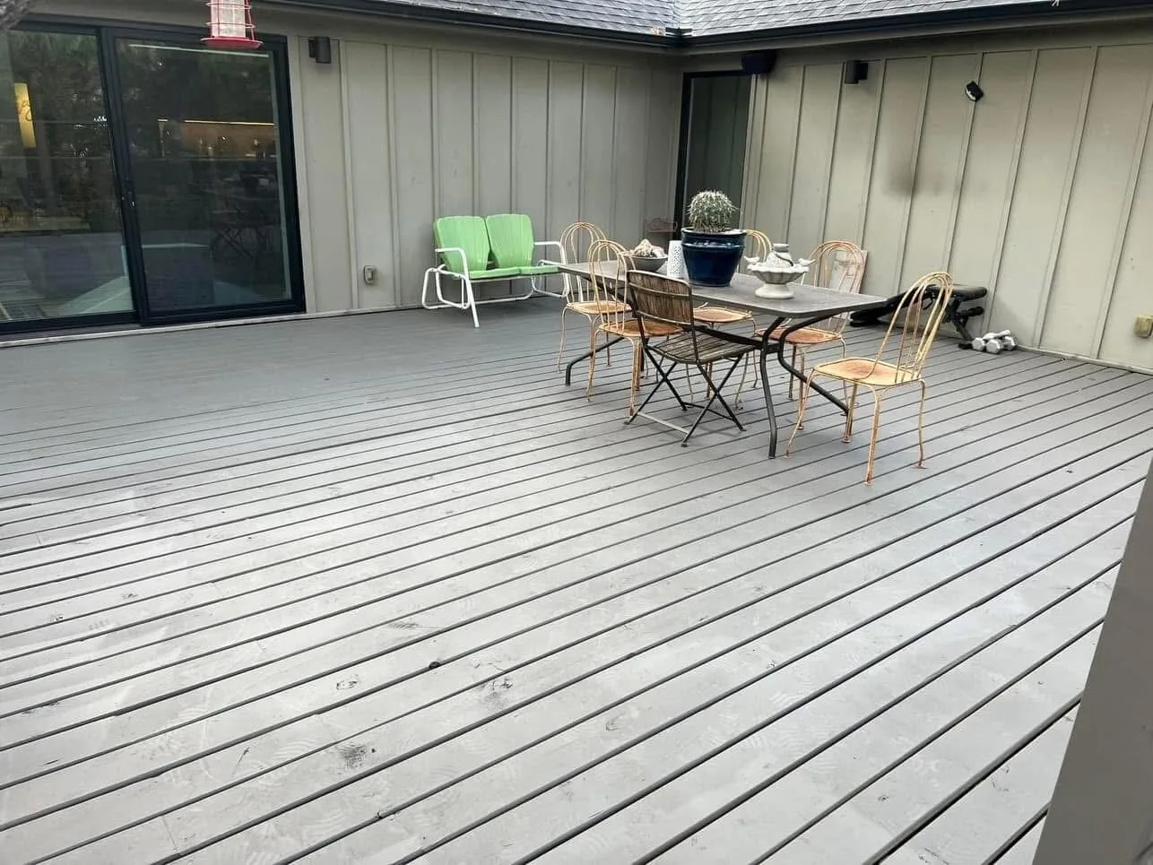 Deck Set 2: boards, rail, stairs, and finished surface after IMG_4511