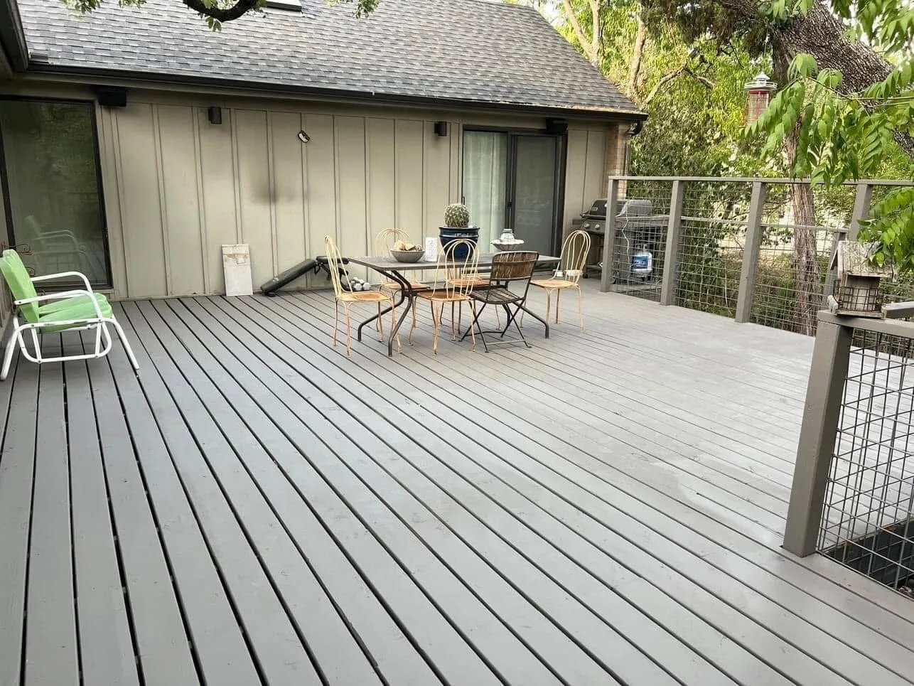 Deck Set 2: boards, rail, stairs, and finished surface after IMG_4512
