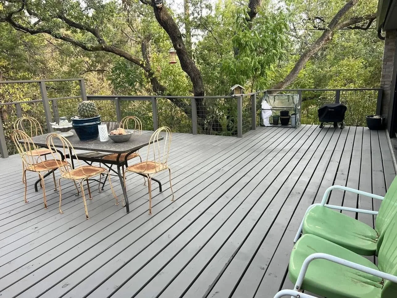 Deck Set 2: boards, rail, stairs, and finished surface after IMG_4514