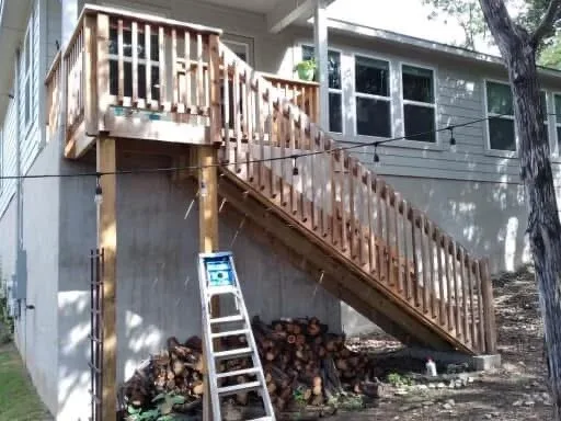 Deck Set 3: elevated deck and stair work build / progress IMG_4508