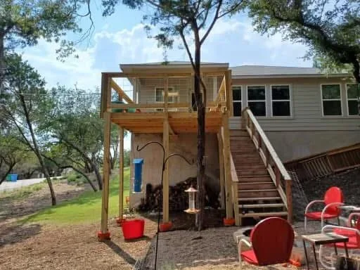 Deck Set 3: elevated deck and stair work build / progress IMG_4509