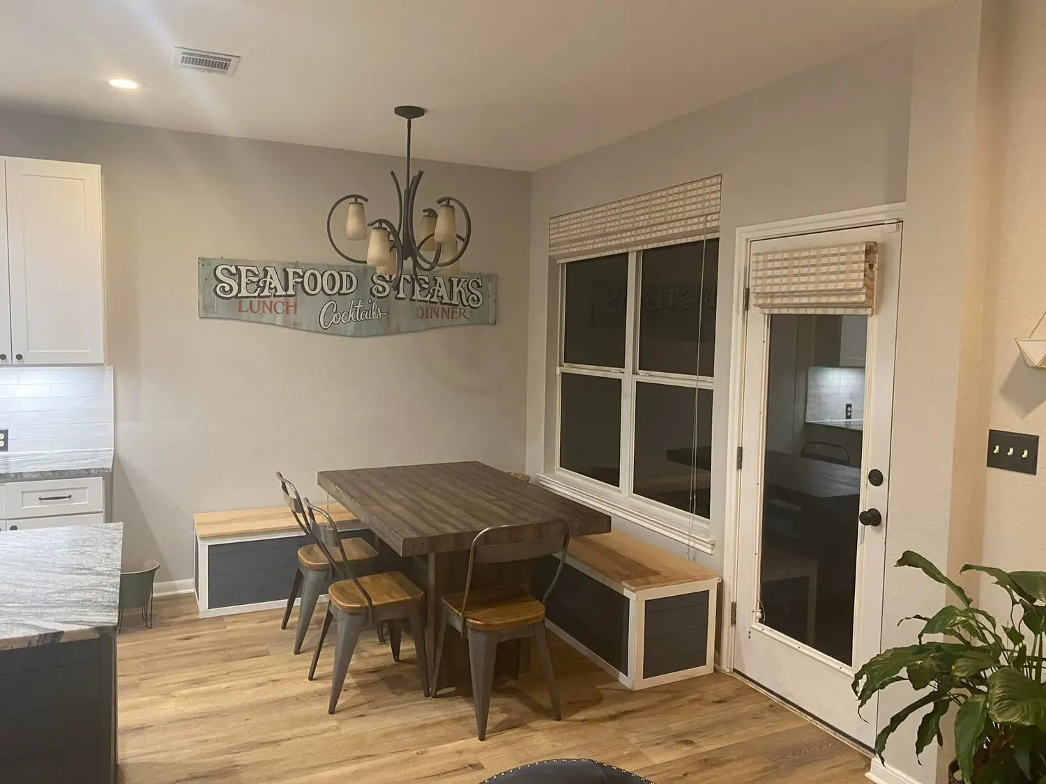 Dining room after built-in bench and finish work