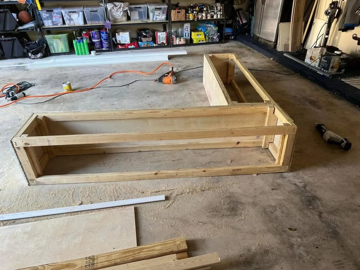 Custom bench frame during kitchen remodel