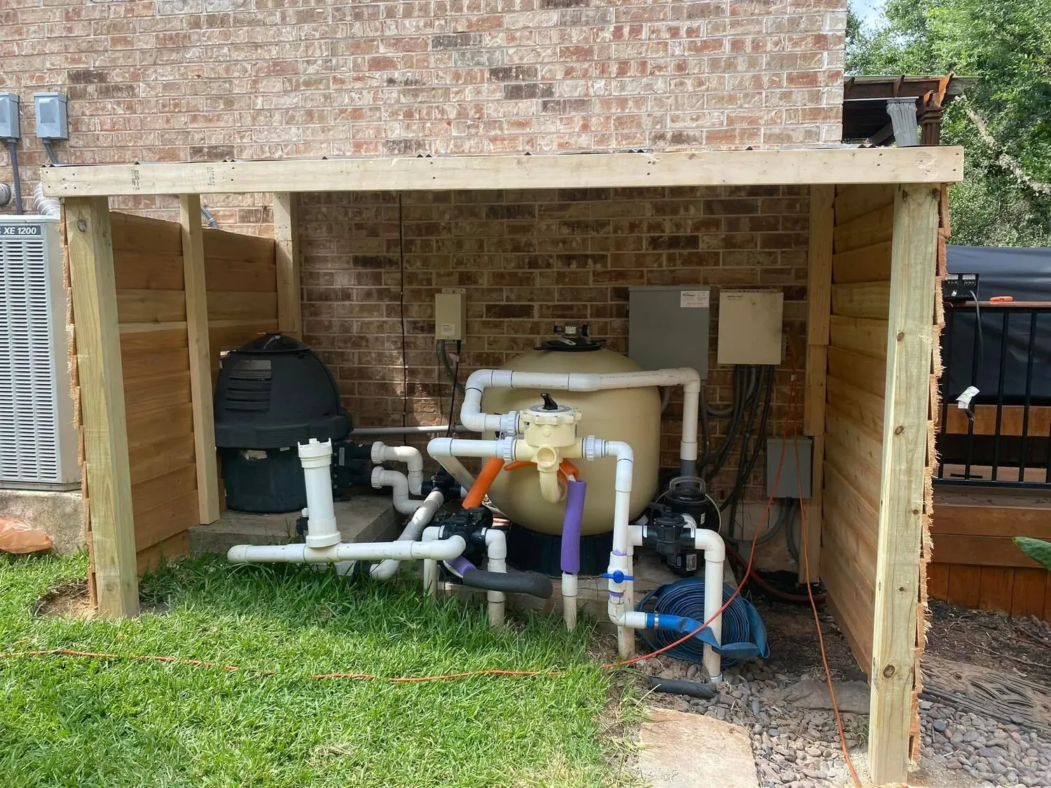 Pool equipment before custom cover